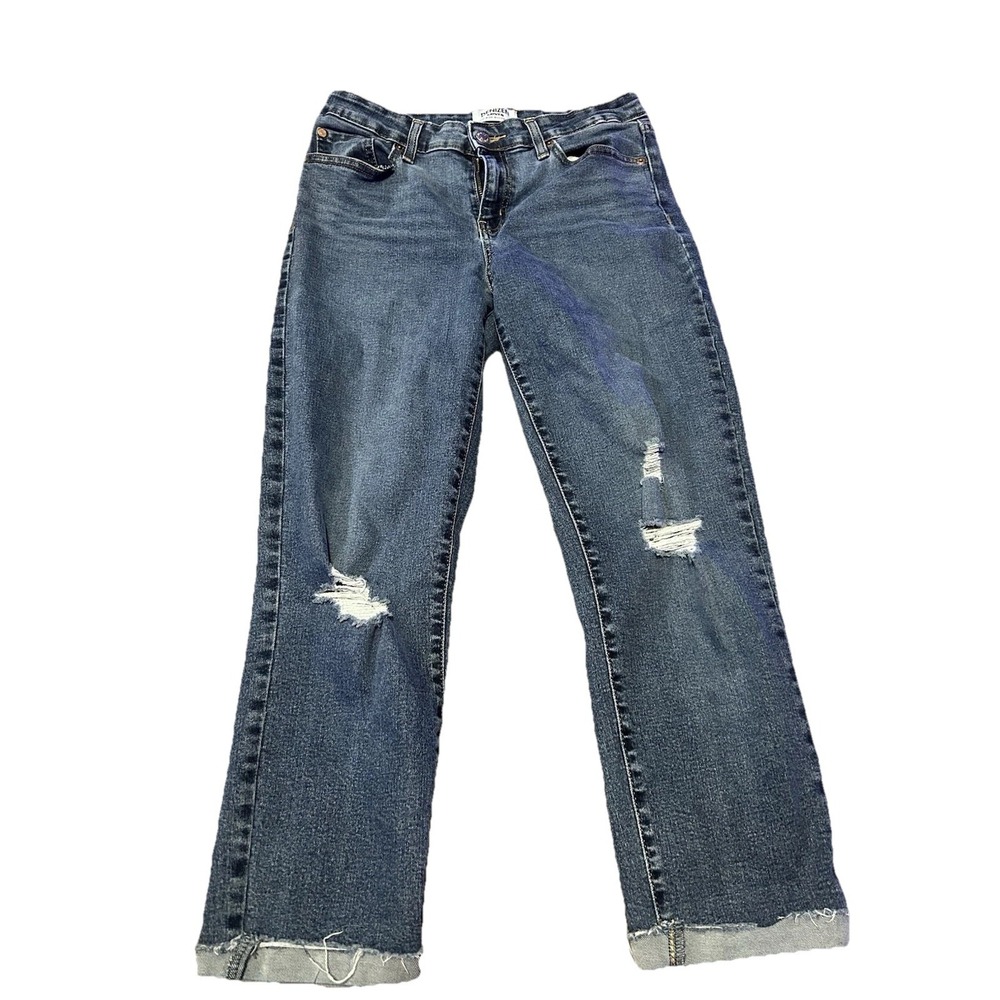 Women's Denizen Levi's Blue Mid Rise Boyfriend Distressed Jeans Size 8.(128)